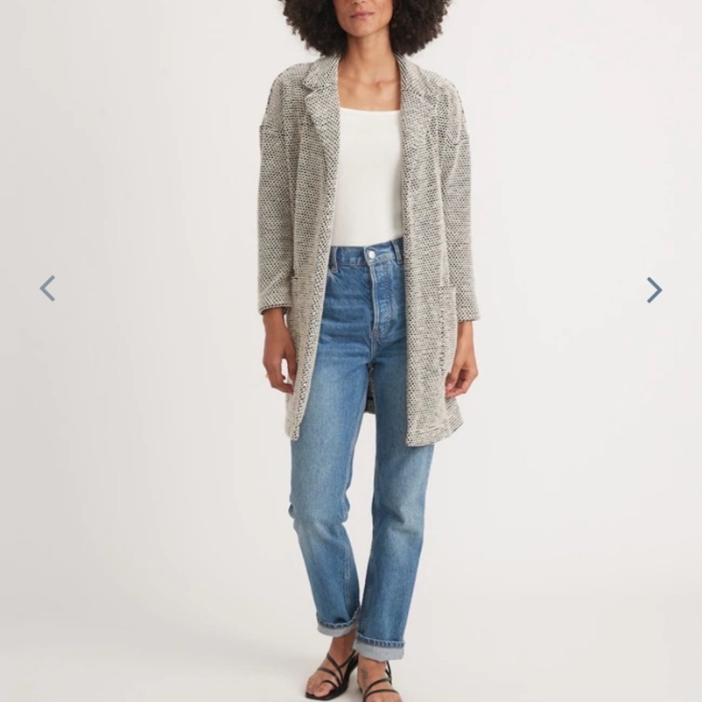 Marine Layer - Birdseye Collared Cardigan in Black/White Contrast - hardly worn
